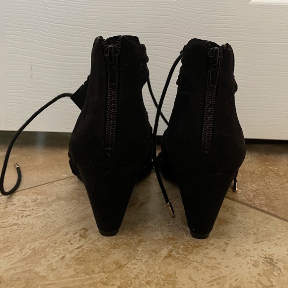 INC Black Lace Up Gladiator Wedge Sandals - Picture 5 of 10